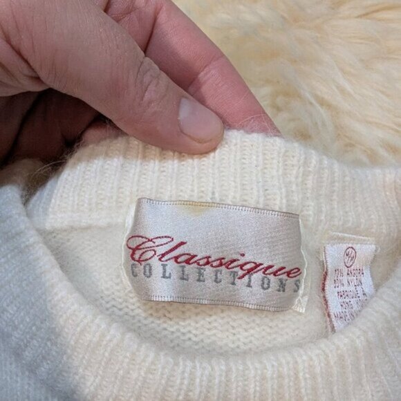 Vintage Classique Collections Angora Blend Short Sleeve Sweater Women Size M - Picture 4 of 6